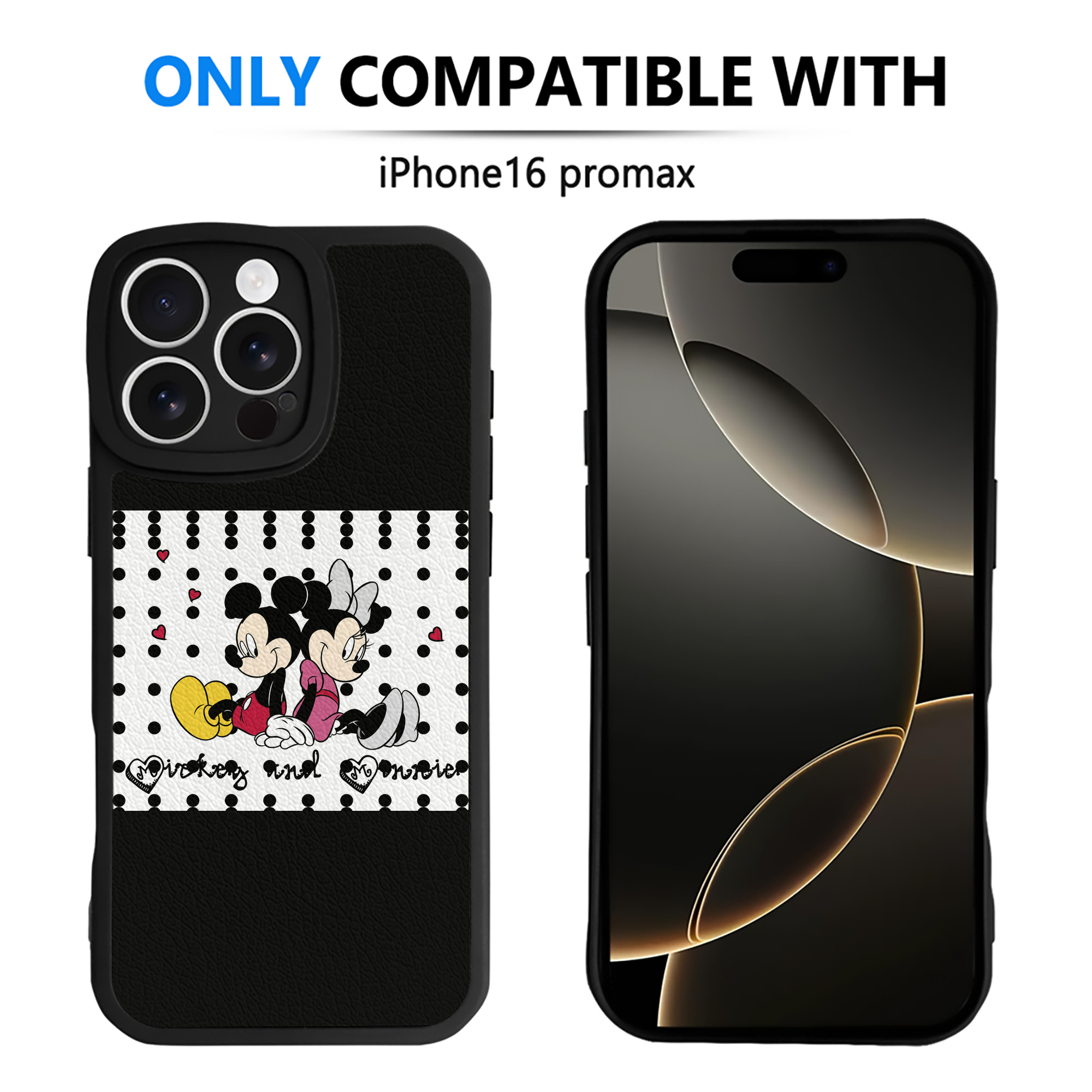 （画像用） ミッキーマウス Mickey Mouse 【iPhone 16シリーズ対応】シリコンスマホケース（レザー調） 材質：シリコン